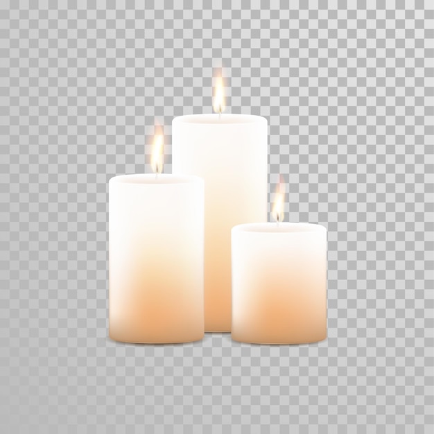 Vector burning candles wicks vector isolated set