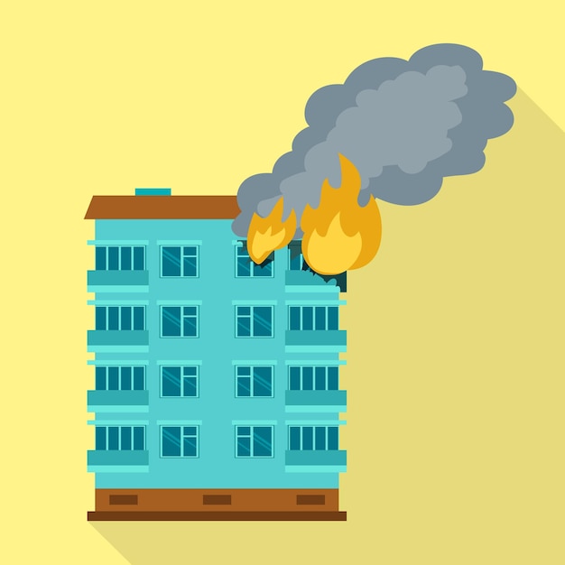 burning city building icon flat illustration of burning city building vector icon for web design
