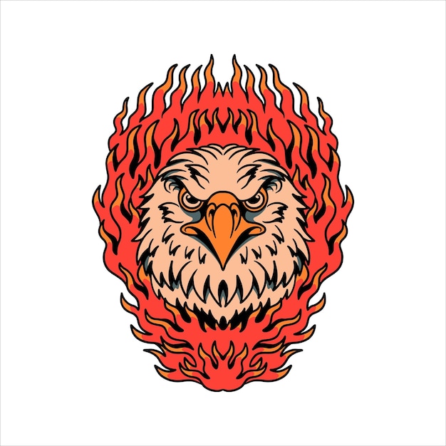 burning eagle tattoo vector design