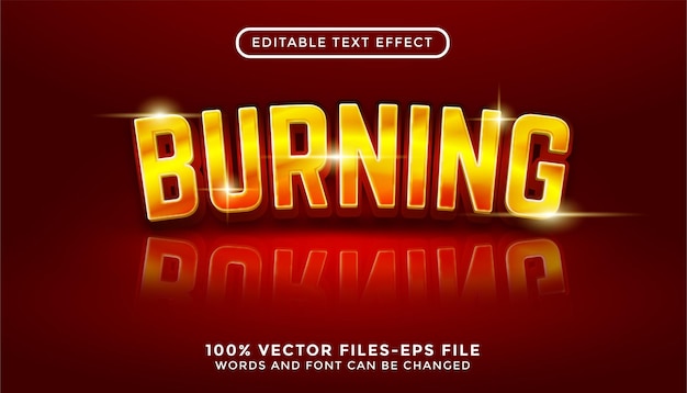 Burning editable text effect premium vectors