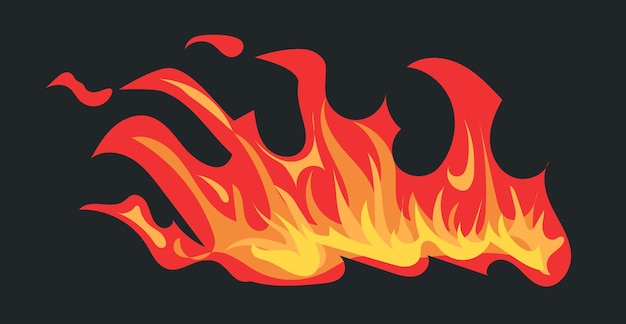 Burning fire effect and flame border of wildfire with sparks vector illustration in comic cartoon design