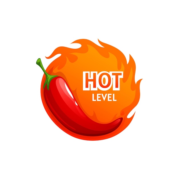 Vector burning fire flame level hot chili pepper spicy