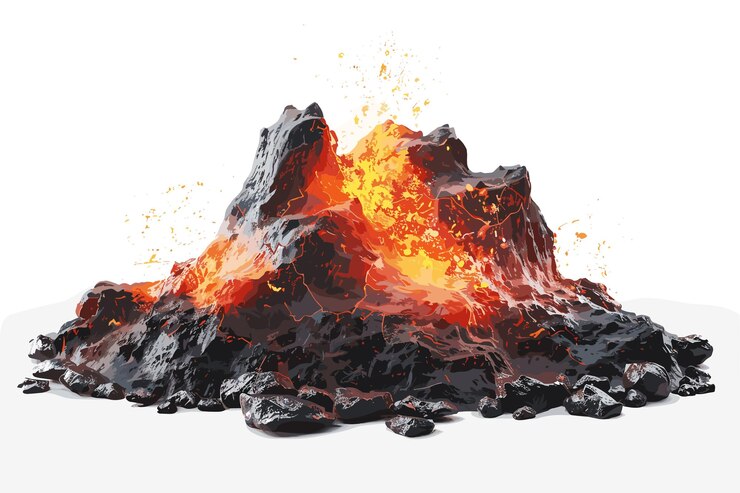 Vector the burning fire in the material