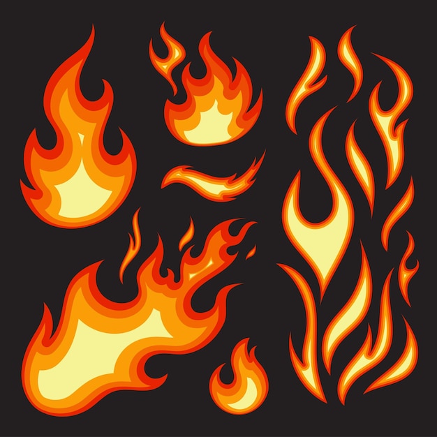 Burning fire vector design collection