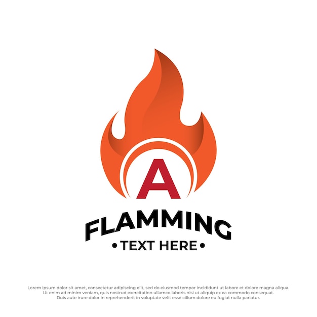 Иллюстрация горящего пламени с заглавной буквой Шаблон дизайна Fire Flame Logo design