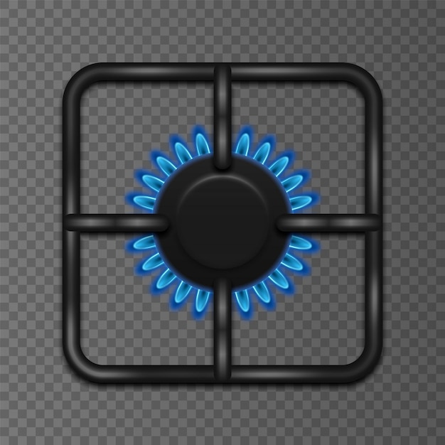 Vector burning gas gas stove burner hob in the kitchen vector illustration