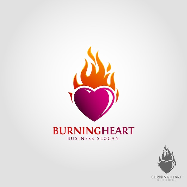 Burning heart logo template