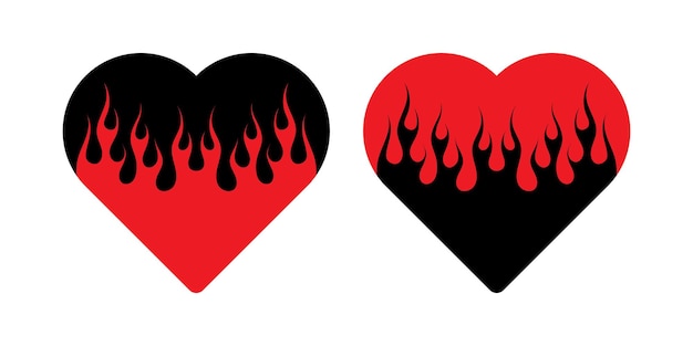 Vettore burning heart illustrazione vettoriale rossa e nera