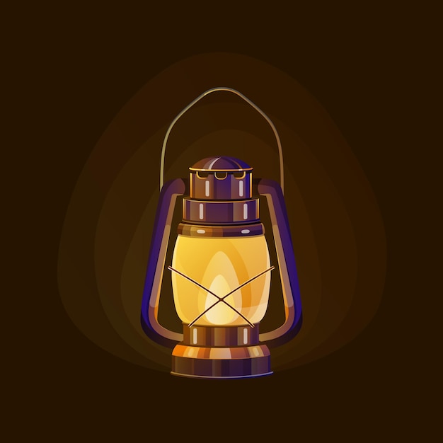 Burning kerosene lamp in dark