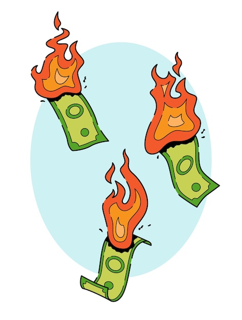 Vector burning money illustration