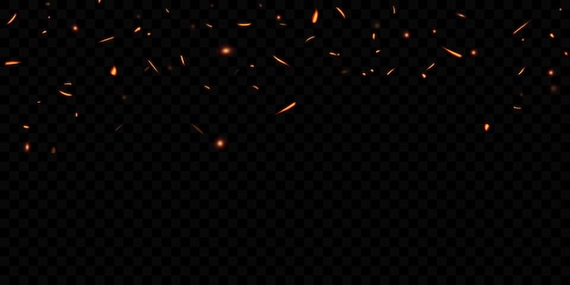 Vector burning red hot sparks realistic fire flames abstract background