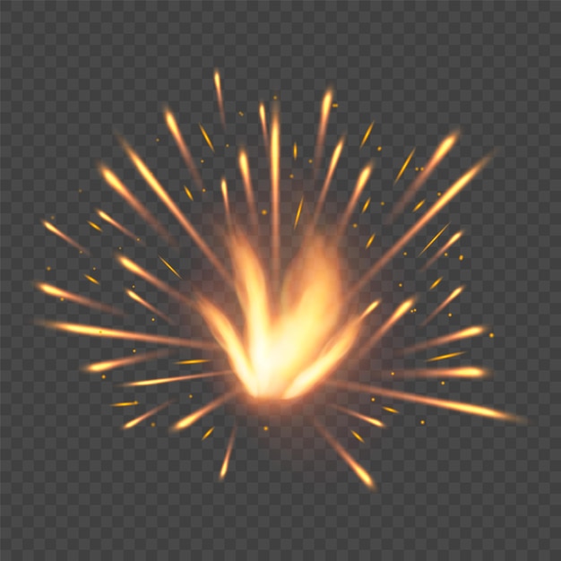 Fuochi d'artificio sparkler scintillanti in fiamme effetto luce realistico illustrazione lightvector magica