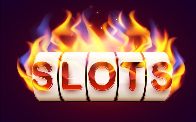 Vettore burning slot machine vince vince il jackpot. casinò del fuoco