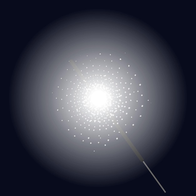 Vettore burning sparkler bengala luce clip art illustrazione vettoriale isolato su nero