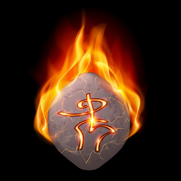 Vector burning stone with magic rune