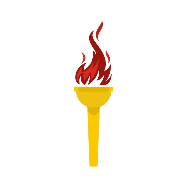 Vector burning torch flat icon isolated on white background