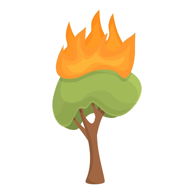 Burning tree icon Cartoon of Burning tree vector icon for web design isolated on white background