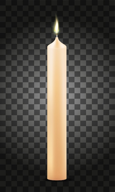 Burning wax candle vector illustration isolated on transparent background