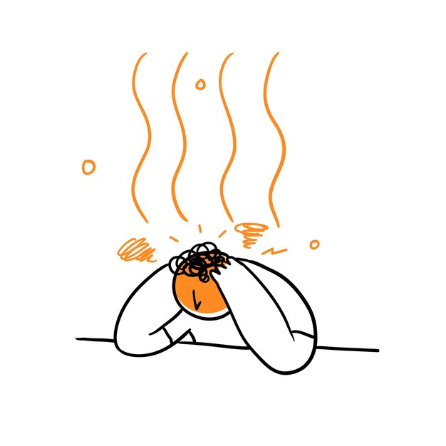 Burnout mente doodle arte illustrazione vettore