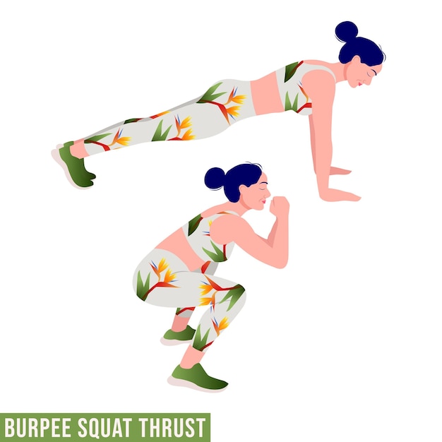 burpee squat thrust exercise Woman workout fitness aerobic and exercises