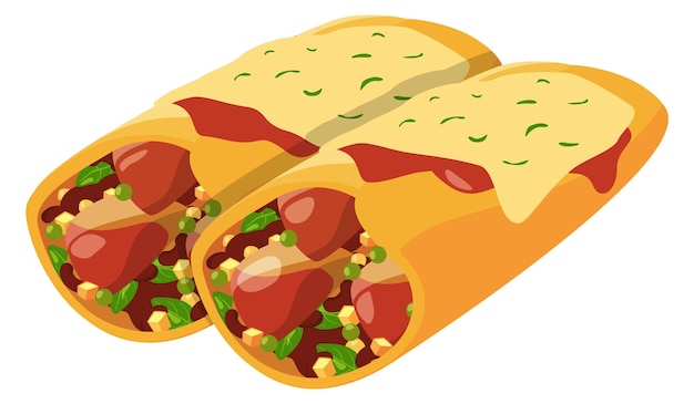 Burrito cartoon icon tasty roll mexican cuisine