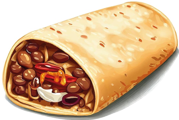 burrito 식품 랩 벡터 아트 디지털 그림 이미지