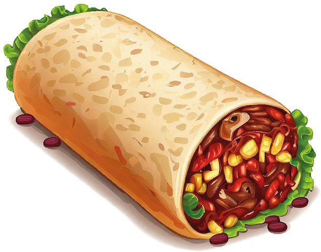 Burrito food wrap vector art digital illustration image