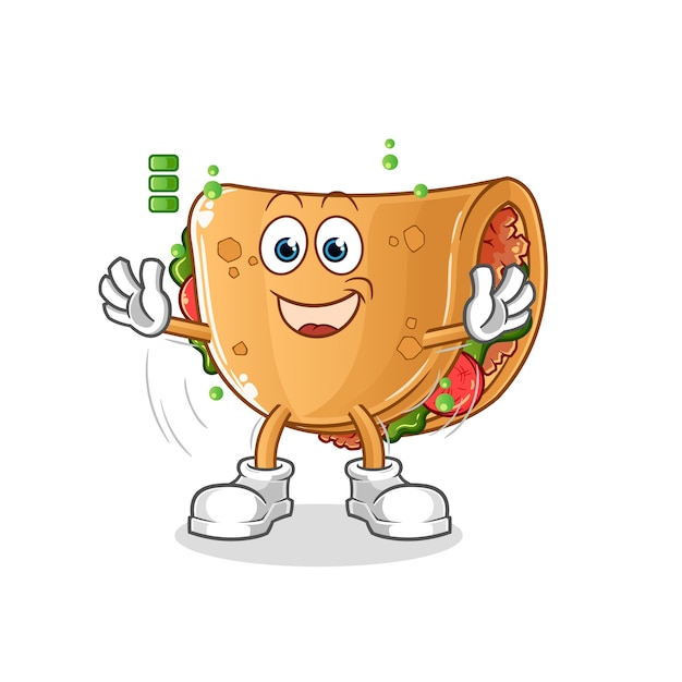 Burrito full battery character. cartoon mascot 