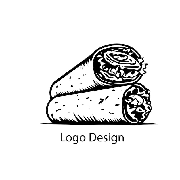 burrito logo design black simple flat icon on white background