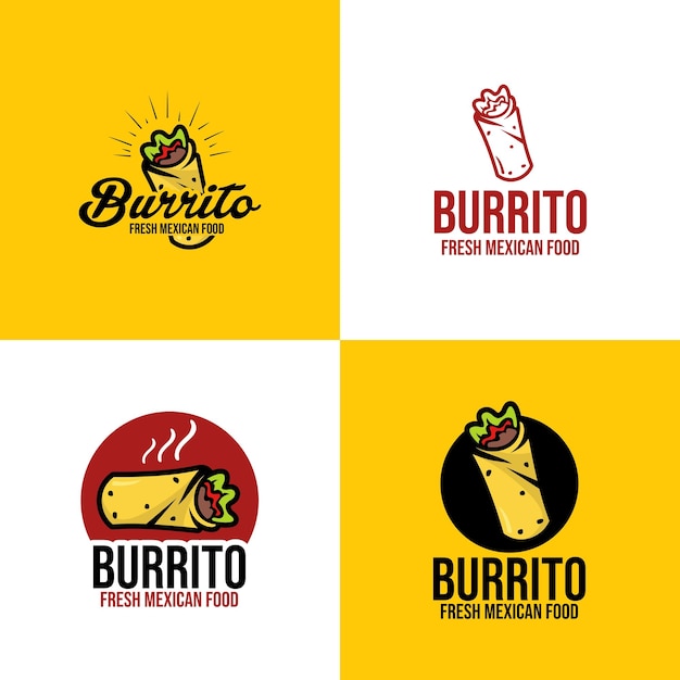 Vector burrito logo embleem badge patch object illustratie voorraad vector set