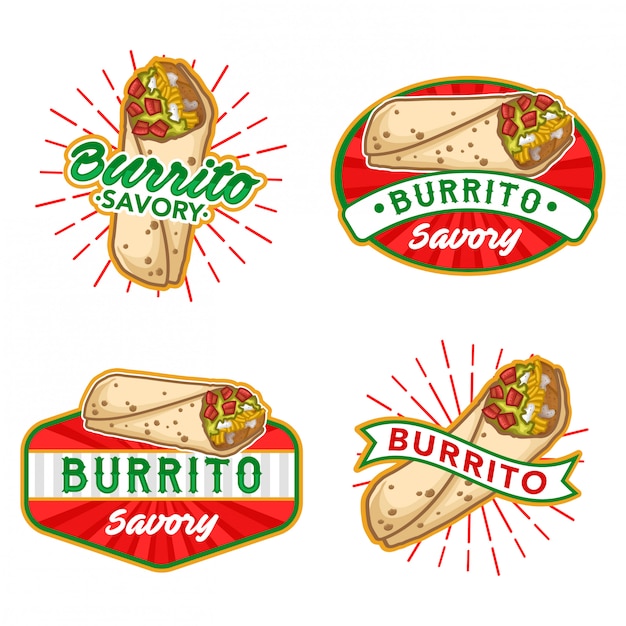 Set di stock vettoriale di burrito logo