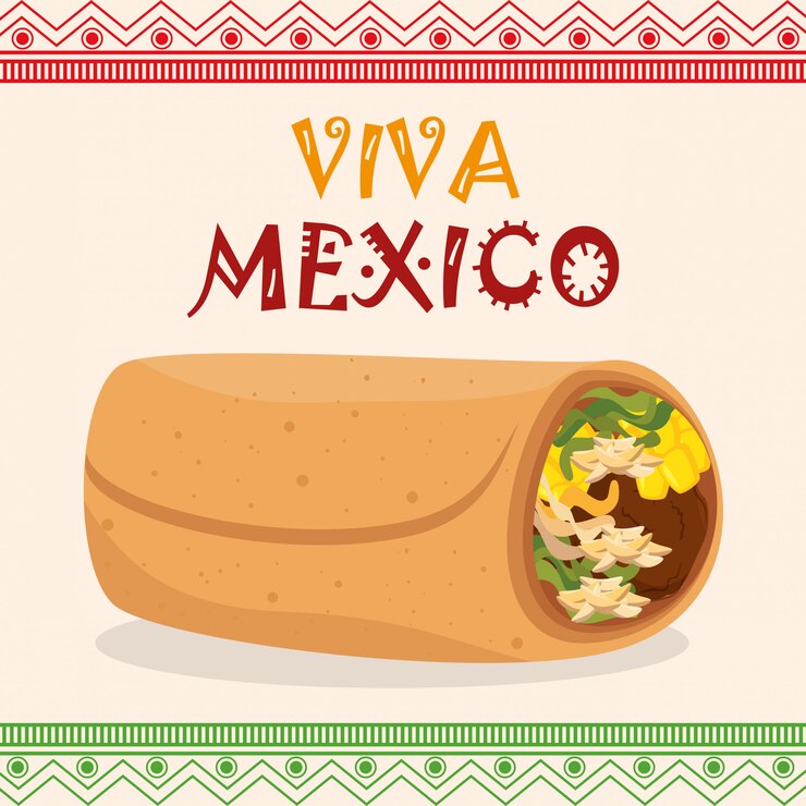 Vector burrito mexican traditional icons