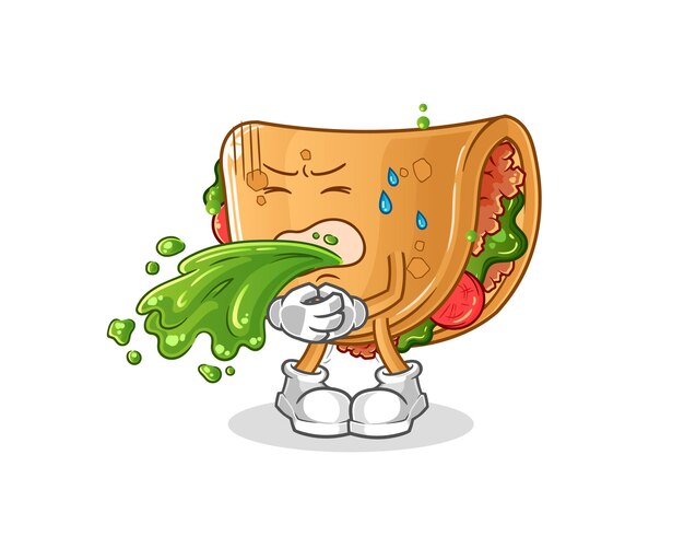 Burrito throw up cartoon. cartoon mascot