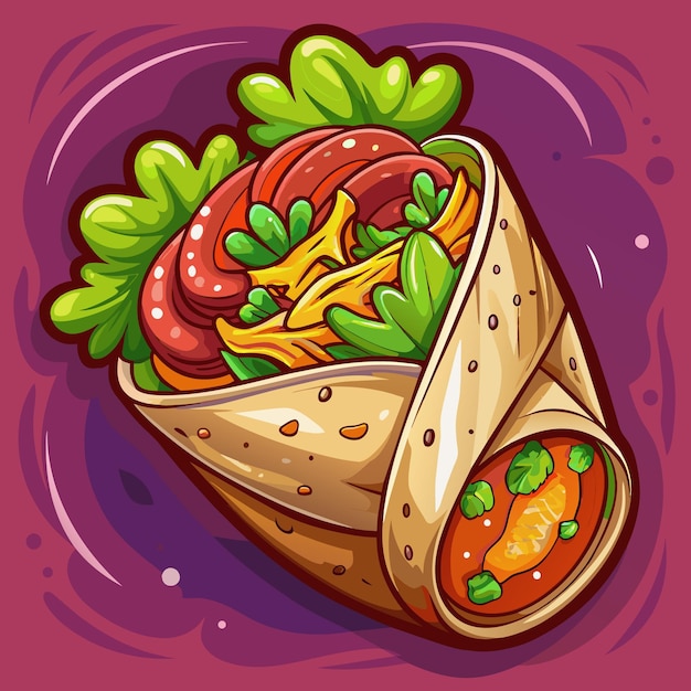 Burrito vector cartoon minimal style flat design illustration