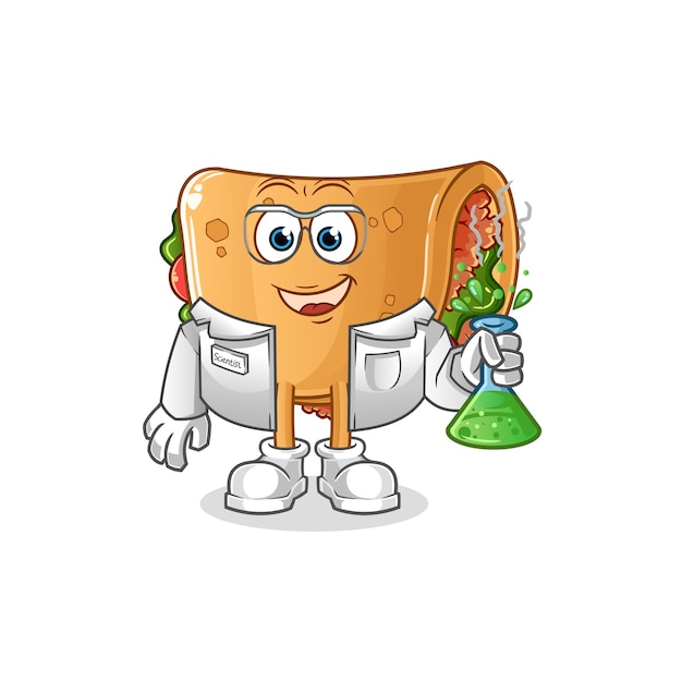 Burrito wetenschapper karakter. cartoon mascotte