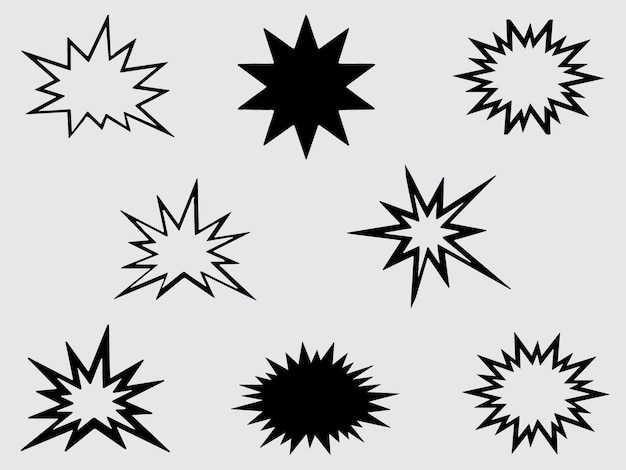 Vector burst bomb shape black on white background silhouette vector art illustration design