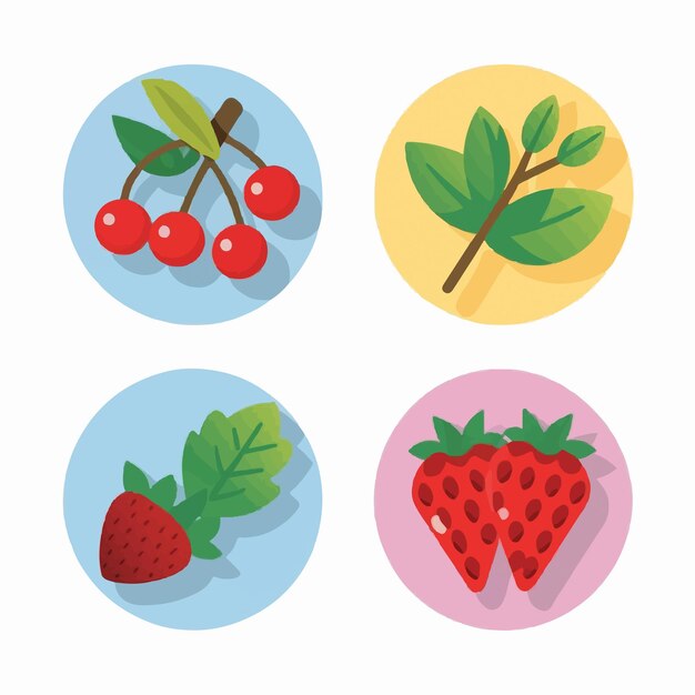 Burst of flavor colorful berry herb icons