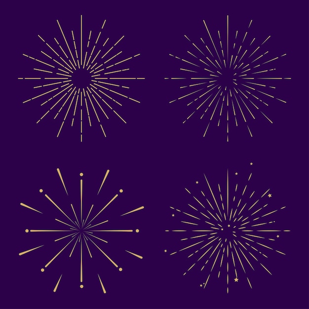 bursting fireworks with stars and sparks isolated on transparent background