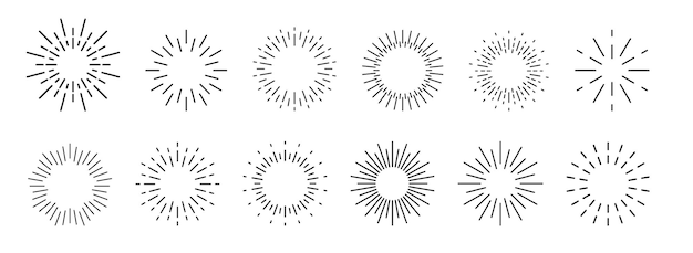 Bursting rays sunrise firework starburst burst for logotype emblem logo tag stamp banner Design elements Vector illustration