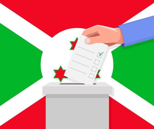 Вектор Концепция выборов в бурунди рука ставит бюллетень голосования