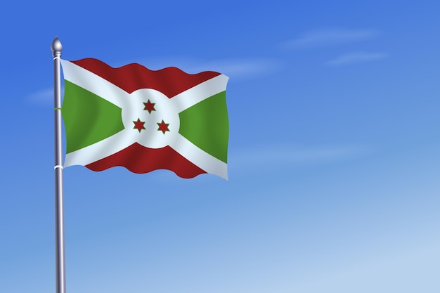 Burundi flag Independence Day blue sky background