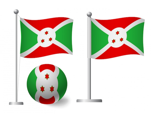 Bandiera del burundi sull'icona palo e palla