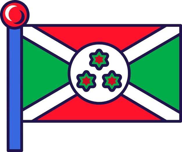 Vector burundi republic nation flag on flagstaff vector