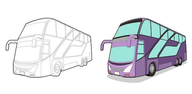 Vector bus cartoon easily coloring page for kids