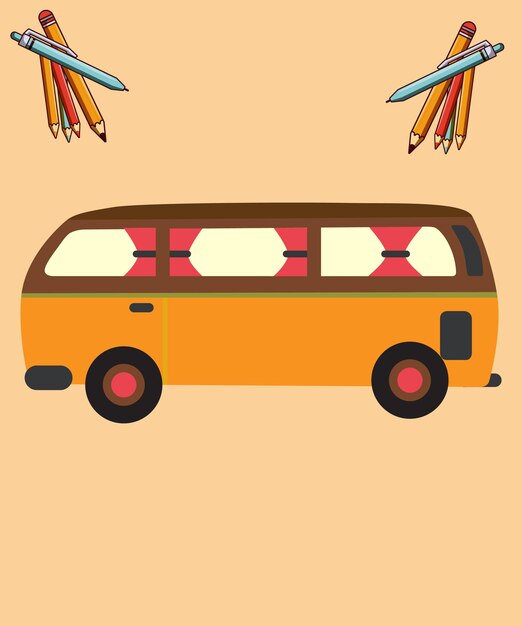 Vector bus cartoon icon illustration