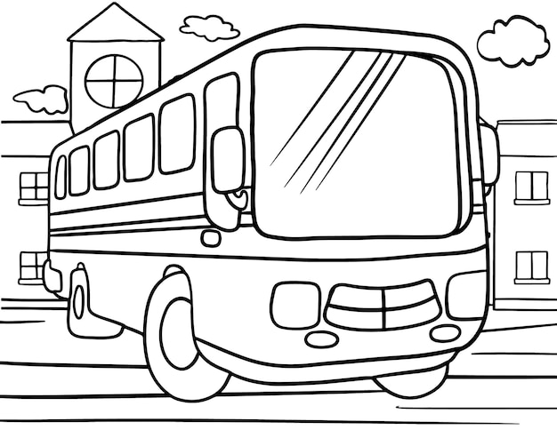Bus Coloring Page for Kids Vehicle