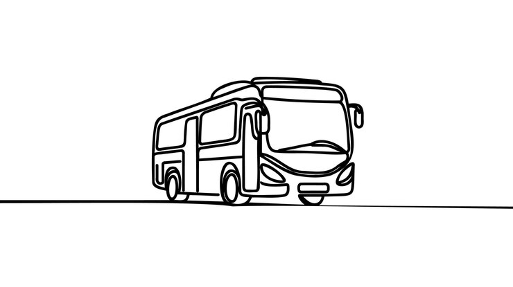 Vector bus continuous line vector illustration