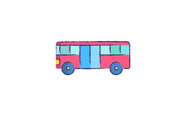 バスの手描きの背景イラスト