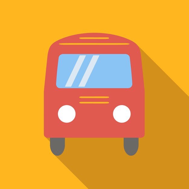 Bus icon flat colored image on yellow background