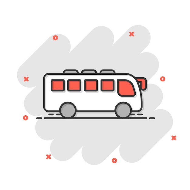 Bus icon in flat style Coach vector illustration on white isolated background Autobus vehicle business concept